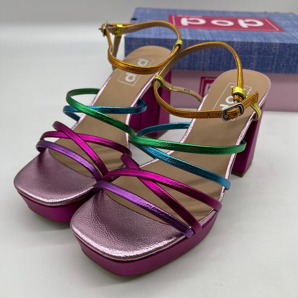 Pop Womens Kallie Heeled Sandals Pink Fuschia Multicolor Size 8M - Picture 8 of 9